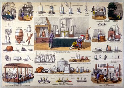 Lavoisiers eksperiment med genopbygning af vand i 1790, ca. 1860 af French School