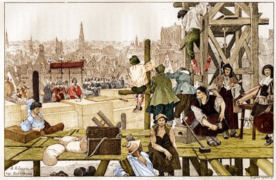 Nedlægning af Sorbonnes første sten af kardinal Richelieu i nærværelse af Rouen Francois du Harlays bue i det 17. århundrede. af French School