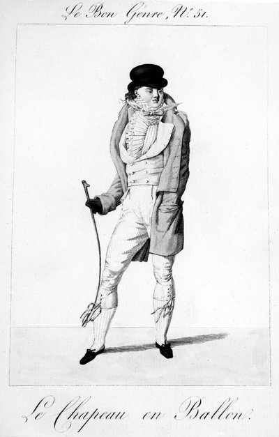 Le Bon Genre - Le Chapeau en Ballen, udgivet af Pierre La Mesangere, 1812-1813 af French School