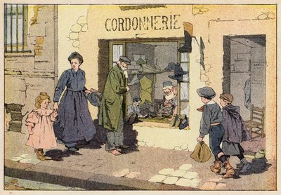 Le Cordonnier, Skomageren (farve litho) af French School