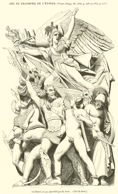 Le Depart, ou 92, bas-relief (gravering) af French School