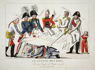 Le Gateau des Rois, tegnet ved Wienerkongressen i 1815, pub. af French School
