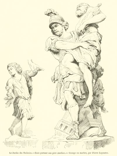 Tuileriehaven, Aeneas bærer sin far Anchises (gravering) af French School
