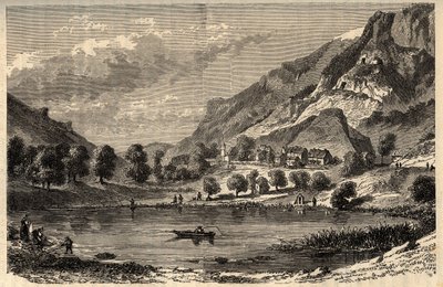 Le Lauzet-Ubaye - Le lac du Lauzet - kommune i departementet Alpes-de-Haute-Provence i det sydøstlige Frankrig - indgravering i "" PATRIE"" - PECTUREQUIREQUE BESKRIVELSE AF FRANKRIG I 6 BIND AF LUCIEN HUARD - slutningen af ​​1800-tallet af French School