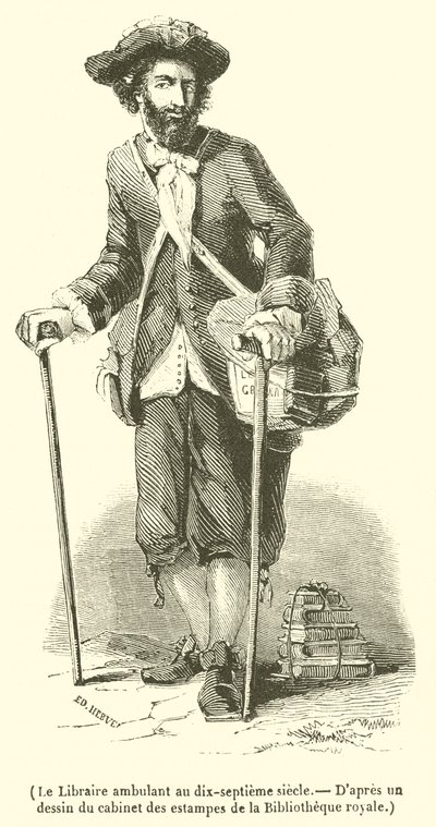 Den omrejsende boghandler i det syttende århundrede (gravering) af French School