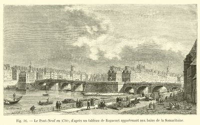Pont-Neuf i 1760, efter et maleri af Raguenet tilhørende Samaritaine-badene af French School