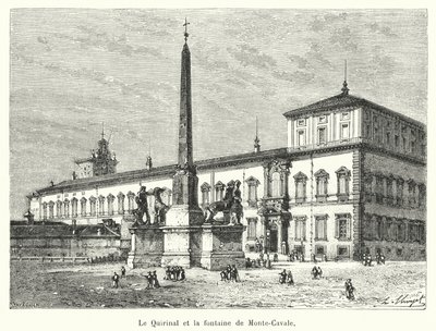 Quirinalen og springvandet Monte-Cavale (gravering) af French School