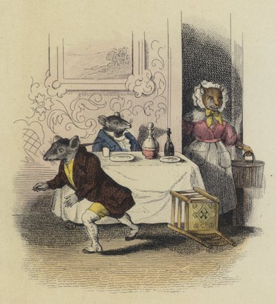 The Rat De Ville And The Rat Des Champs (farvet gravering) af French School
