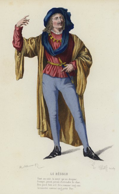 Le Resolu (farvet gravering) af French School
