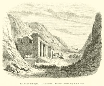 The Serapeum of Memphis, udvendig udsigt (gravering) af French School