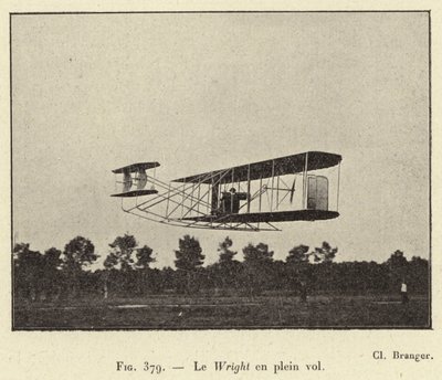 Le Wright en plein vol (gravering) af French School