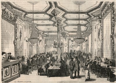 Le cafe Pierron i Paris i det 19. århundrede - Indgravering i "Tableau-de-Paris" af Edmond Texier 1852 af French School