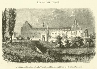 Slottet for ridderne af den teutoniske orden i Marienburg, Preussen (gravering) af French School