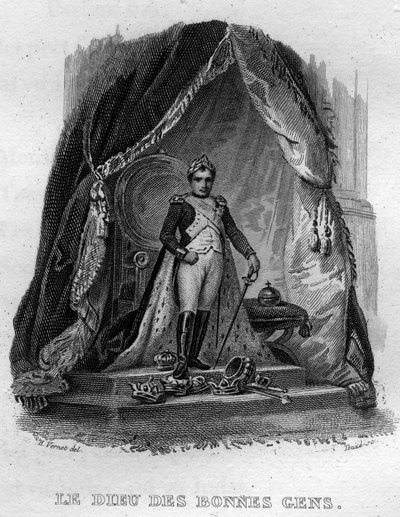 De gode menneskers gudBerangers sang i ""Oeuvres completes"" (1834) af Pierre Jean de Beranger (1780-1857), fransk digter og sangskriver. af French School