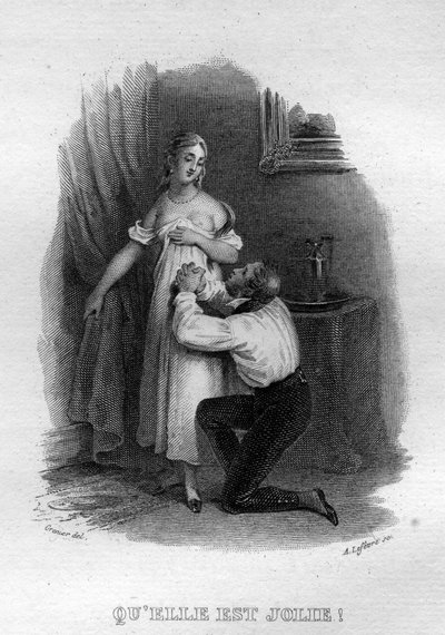 Le elle est Jolie Chanson de Beranger i ""Oeuvres completes"" (1834) af Pierre Jean de Beranger (1780-1857), fransk digter og sangskriver. af French School