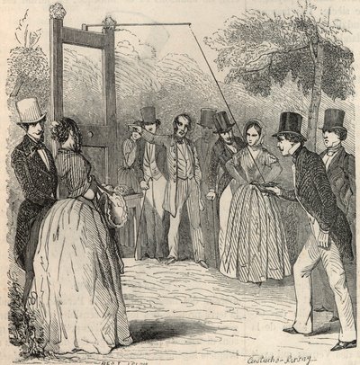 Duespillet i Mabille-haven i Paris i det 19. århundrede - Indgravering i "" Tableau-de-Paris"" af Edmond Texier 1852 af French School
