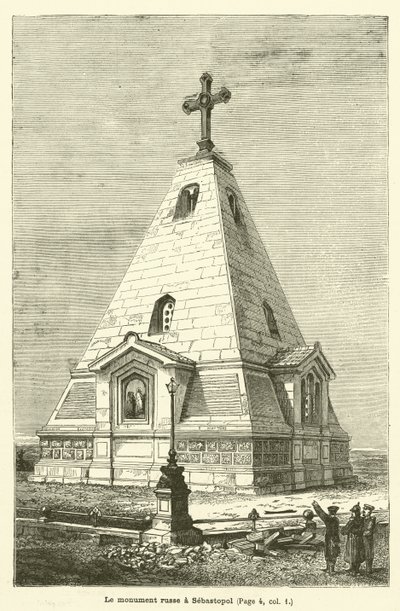 Det russiske monument i Sevastopol (gravering) af French School