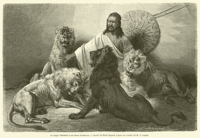 Negus Theodore II i retsdragt (gravering) af French School