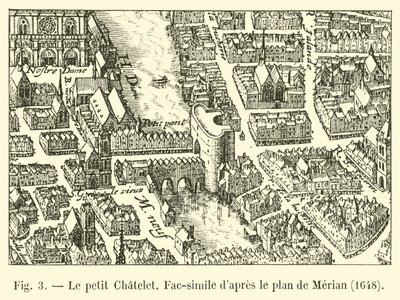 Le petit Chatelet, Faksimile efter Merians plan, 1648 af French School