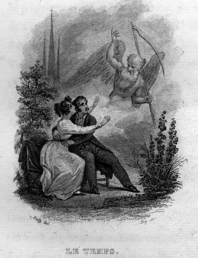 Le temps Chanson de Beranger i ""Oeuvres completes"" (1834) af Pierre Jean de Beranger (1780-1857), fransk digter og sangskriver. af French School