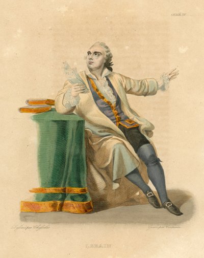 Lekain (farvet gravering) af French School