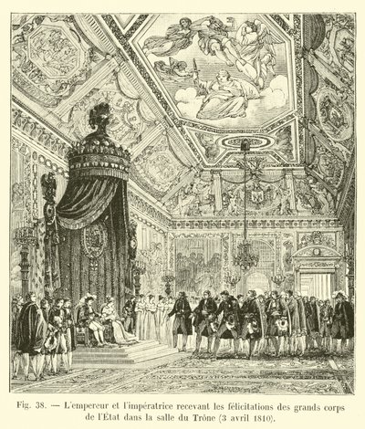 Kejseren og kejserinden modtager lykønskninger fra statens store korps i tronsalen, 3. april 1810 af French School
