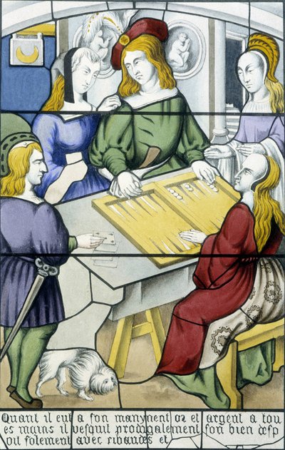 Den fortabte søn: Spillet Tic-trac i middelalderen i "Glasmaleriets historie"" af Ferdinand de Lasteyrie, red. Paris 1853 af French School