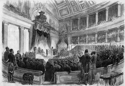 Leopold II (1835-1909), konge af belgierne, aflagde en ed over for statens store organer i 1865. af French School