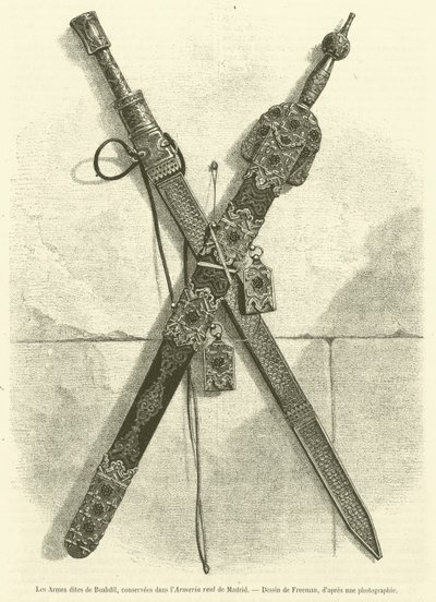 De såkaldte Boabdil-våben, bevaret i Real Armory of Madrid (gravering) af French School