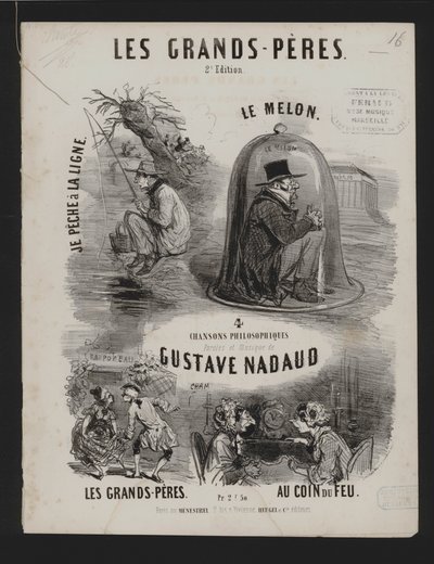 The Grand Fathers, fire filosofiske sange af Gustave Nadaud (litho) af French School