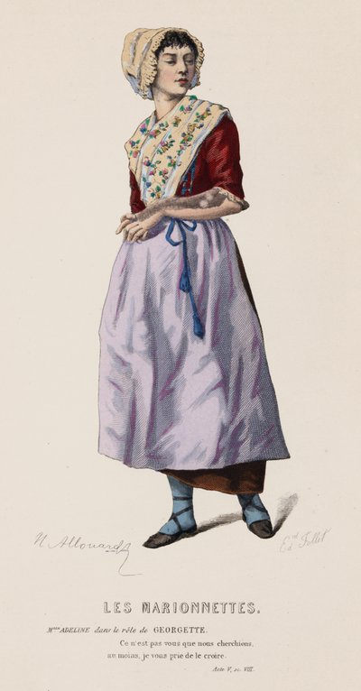 The Puppets, Act V, Sc VIII (farvet gravering) af French School