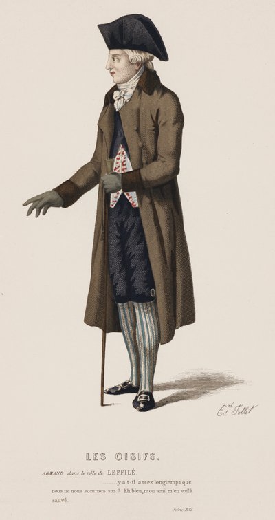Les Oisifs, Scene XVI (farvet gravering) af French School