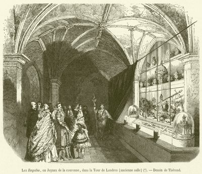Regalierne eller kronjuvelerne i Tower of London, Old Hall (gravering) af French School