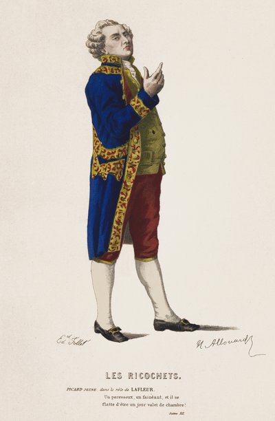 Les Ricochets, Scene XII (farvet gravering) af French School