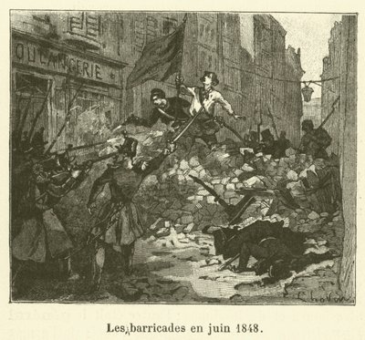 Barrikaderne i juni 1848 (gravering) af French School