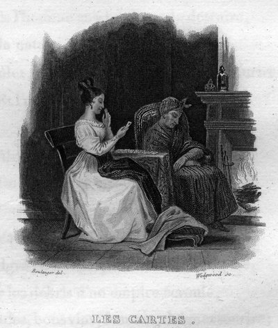 Chanson de Beranger-kortene i "" Oeuvres completes"" (1834) af Pierre Jean de Beranger (1780-1857), fransk digter og sangskriver. af French School