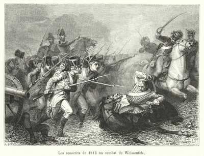 De værnepligtige fra 1813 i slaget ved Weissenfels (stik) af French School