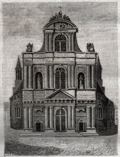Kirken Saint Gervais Saint Protais (Saint-Gervais-Saint-Protais) (facade af Clement II Metezeau) Paris (4. arr) Indgravering i "" Fysisk, civil og moralsk historie i Paris: fra de tidligste historiske tider til i dag ” af Jacques Antoine Dulaure af French School