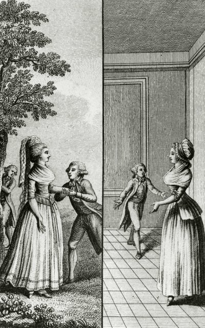 Libertinage - i "Historie dag for dag om en kvinde fra den franske republik", Restif de La Bretonne (1734-1806), Genève 1791-1794. af French School