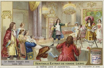 Liebig-kort med fransk teater under Ludvig XIV af French School