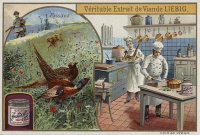 Liebig-kort med fasaner af French School