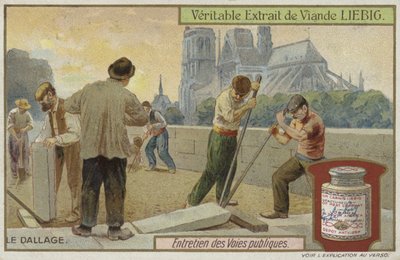 Liebig-Karte mit Straßeninstandhaltung von French School