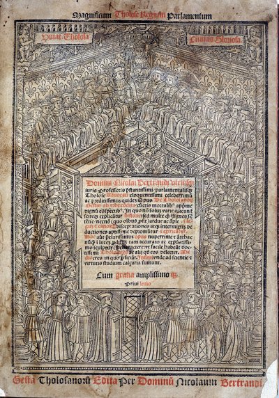 Justitsminister i parlamentet i Toulouse i "De Tholosanorum Gestis", Nicolas Bertrand, Toulouse af French School