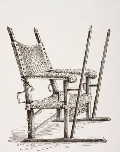 Kuldestol brugt af Carlos I af Spanien, fra Les Arts au Moyen Age, udgivet 1873 af French School