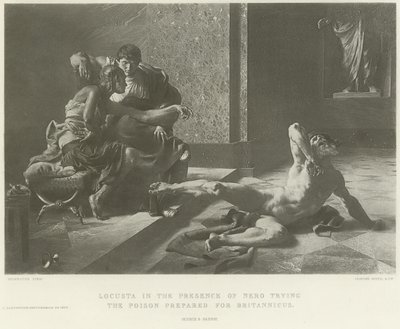 Locusta i nærværelse af Nero, der prøver giften forberedt til Britannicus (dybtryk) af French School
