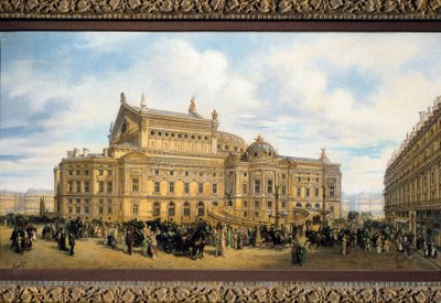 Paris Opera bygget af Charles Garnier, udsigt fra Rue Auber (olie på lærred) af French School