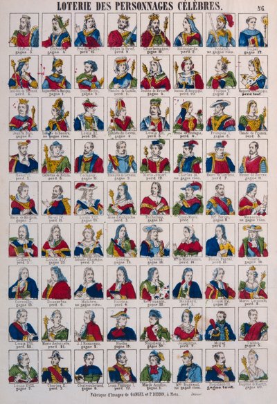 Lottery of Celebrated Persons, udgivet af Gangel & P. Didion, Metz, ca. 1870 af French School