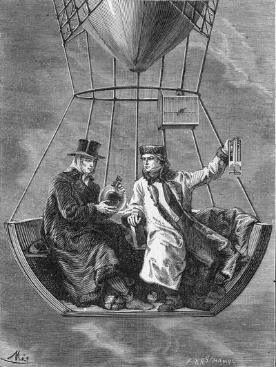 Louis-Joseph Gay-Lussac (Louis Joseph Gay Lussac) og Biot laver fysikeksperimenter i 4.000 meters højde - i "Album de la Science; berømte videnskabsmænd; Store opdagelser””” 1896. af French School