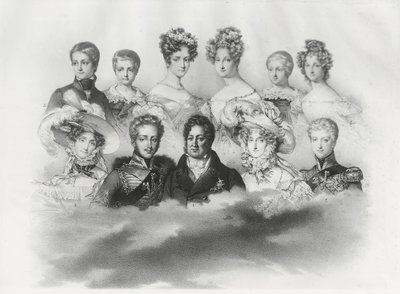 Louis-Philippe I og hans familie i 1830 (gravering) af French School