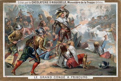 Ludvig II af Bourbon, Prins af Conde (Bourbon-Conde), kendt som Le Grand Conde, ved slaget ved Fribourg i 1644. Kromolitografi af det 19. århundrede. af French School